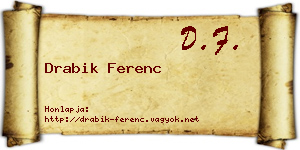 Drabik Ferenc névjegykártya